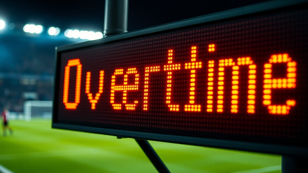축구 경기 연장전 시간을 표시하는 전광판